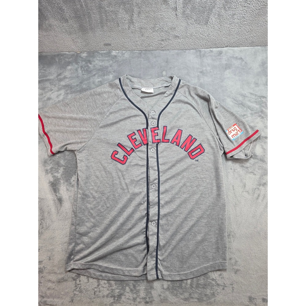 Match-Up Cleveland Indians Baseball Jersey Gray Red Navy #14 Mens XL Button Down